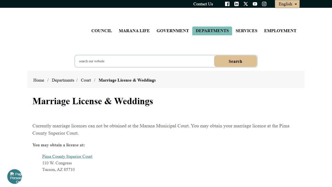 Marriage License & Weddings - Town of Marana, AZ