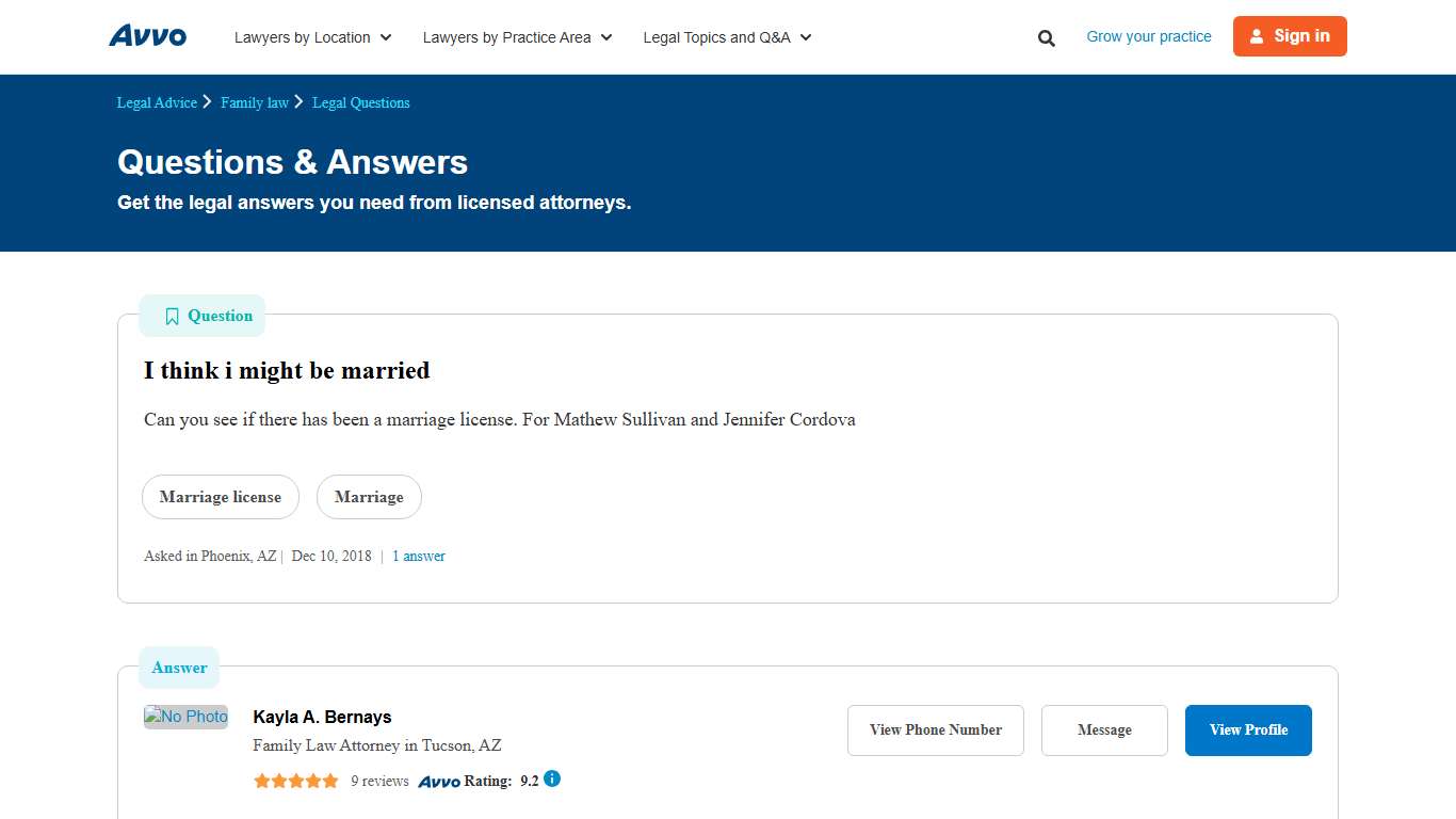 I think i might be married - Legal Answers